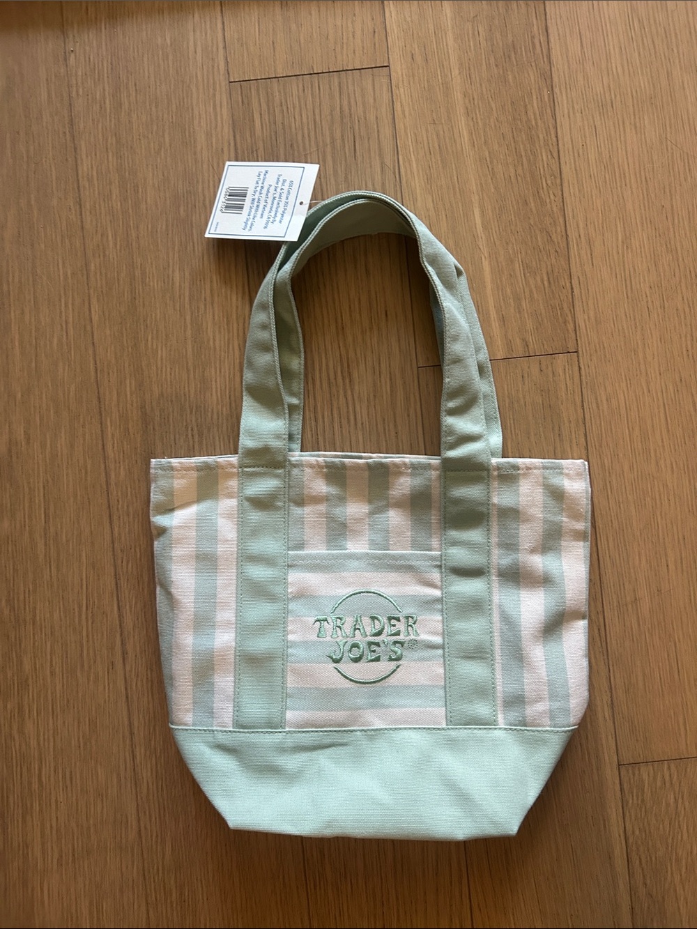 Trader Joe’s Mint Green Stripe Canvas Tote Bag